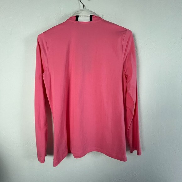 Lauren Ralph Lauren Womens Pink Long Sleeve 1/4 Zip Mock Neck Top Large Stretch - Picture 2 of 7